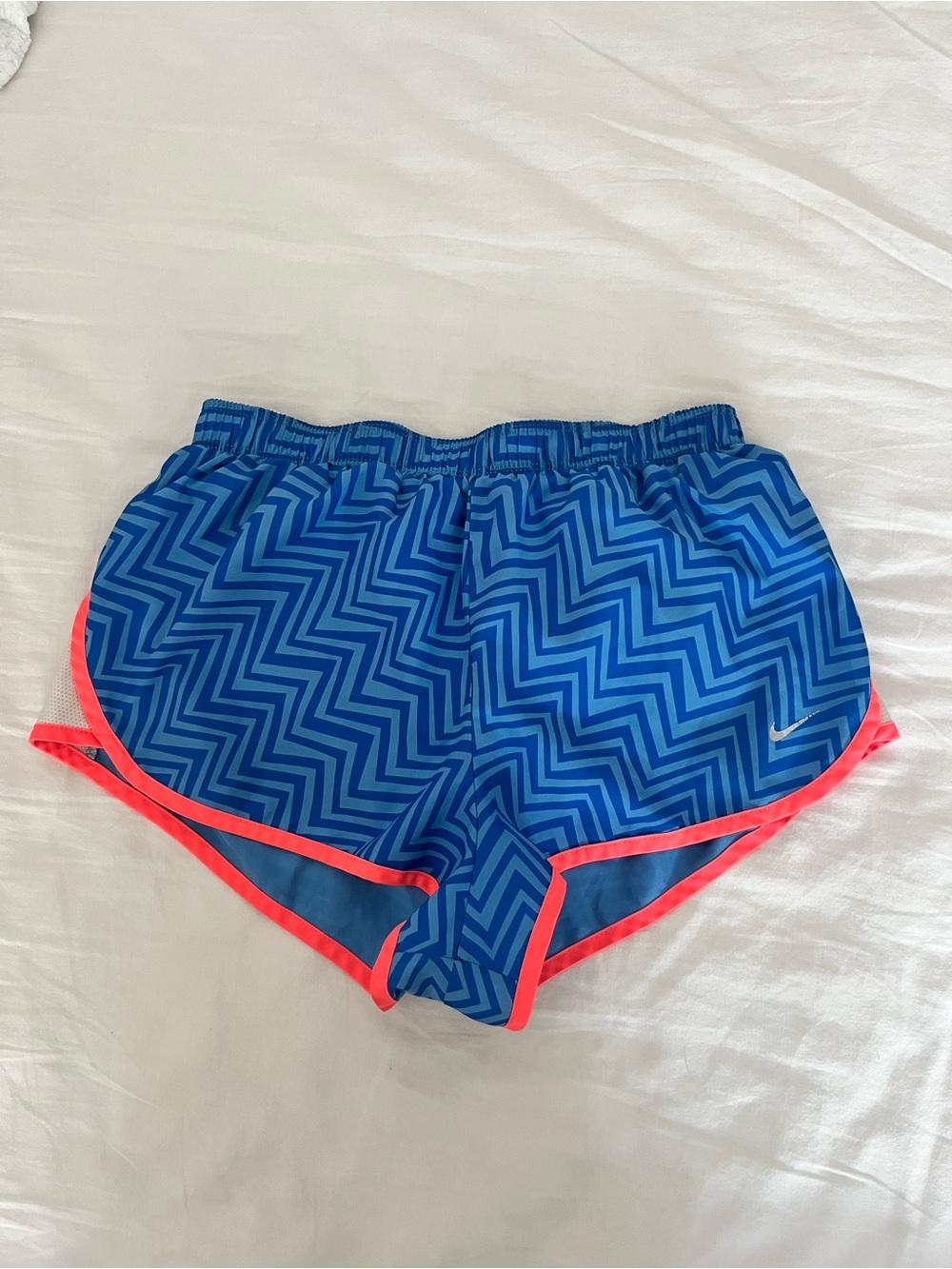 Nike Blue Chevron Run Shorts with Pink Trim